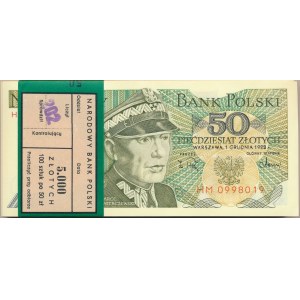 Paczka bankowa 50 złotych 1988 -HM- 100 sztuk