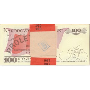 Paczka bankowa 100 złotych 1986 -SA- 100 sztuk