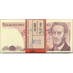 Paczka bankowa 100 złotych 1986 -SM- 100 sztuk