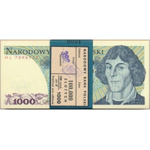 Paczka bankowa 1.000 złotych 1982 -HL- 100 sztuk