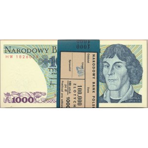 Paczka bankowa 1.000 złotych 1982 -HW- 100 sztuk