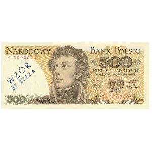 500 złotych 1974 WZÓR K 0000000 No.1212 - ładny numer