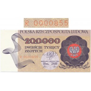 200.000 złotych 1989 -R- 0000855 - niski numer