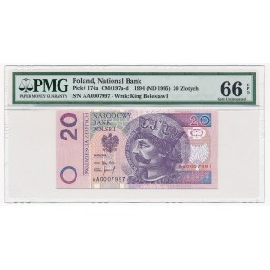 20 złotych 1994 -AA-0007997- PMG 66 EPQ - ładny numer