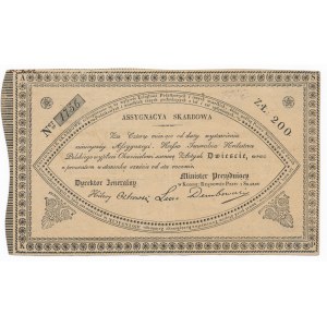 Asygnacja Skarbowa na 200 złotych 1831 - wypełniona