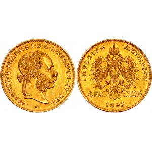 Austria 4 Florin / 10 Francs 1892 Restrike