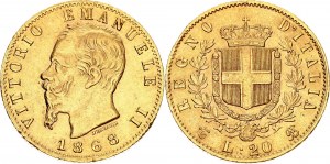 Italy 20 Lire 1868 TBN