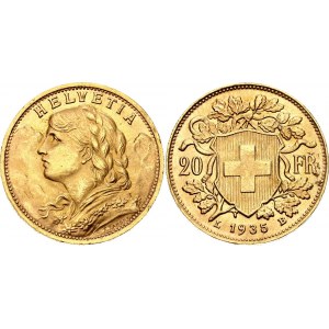 Switzerland 20 Francs 1935 (1945-1947) LB Restrike