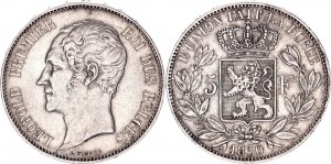 Belgium 5 Francs 1850