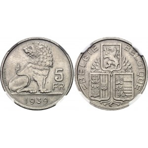 Belgium 5 Francs 1939 NGC MS64