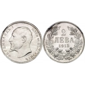 Bulgaria 2 Leva 1913 NGC MS60