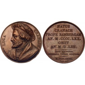 German States Commemorative Bronze Medal 270th Anniversary of the Death of Lucas Cranach 1823 MDCCCXXIII