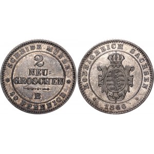 German States Saxony-Albertine 2 Neugroschen / 20 Pfennige 1866 B