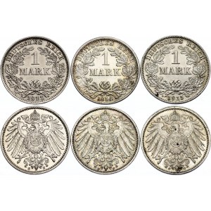 Germany - Empire 3 x 1 Mark 1911 - 1915