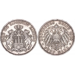 Germany - Empire Hamburg 5 Mark 1908 J