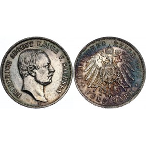 Germany - Empire Saxony-Albertine 5 Mark 1914 E