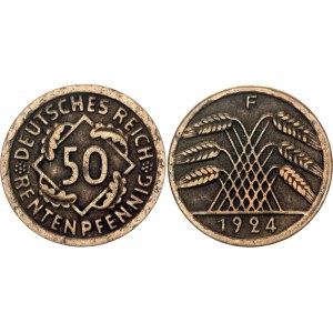 Germany - Weimar Republic 50 Rentenpfennig 1924 F