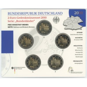 Germany - FRG Annual Coin Set of 5 x 2 Euro 2010