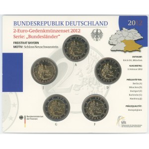 Germany - FRG Annual Coin Set of 5 x 2 Euro 2012
