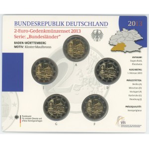 Germany - FRG Annual Coin Set of 5 x 2 Euro 2013