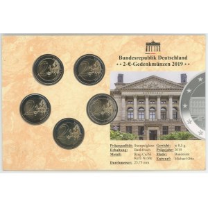 Germany - FRG Annual Coin Set of 5 x 2 Euro 2019