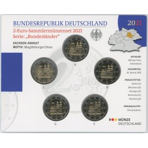 Germany - FRG Annual Coin Set of 5 x 2 Euro 2021