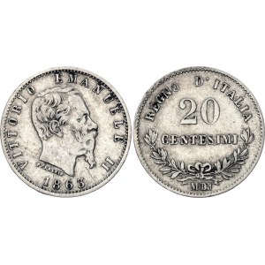 Italy 20 Centesimi 1863 M BN