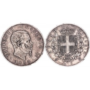 Italy 5 Lire 1865 T BN