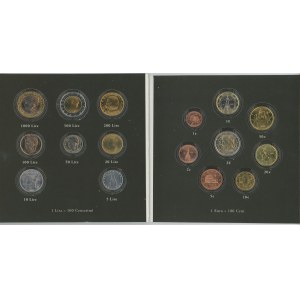 Italy Coin Set of 16 Coins 1989 - 2002 R Switching to Euro