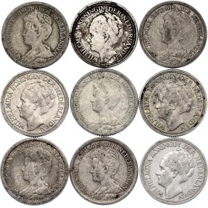 Netherlands 9 x 25 Cents 1913 - 1940