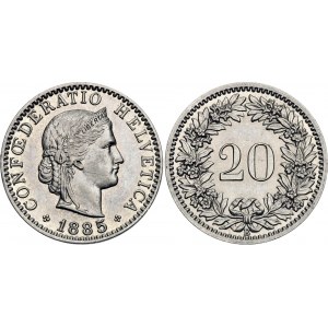 Switzerland 20 Rappen 1885 B