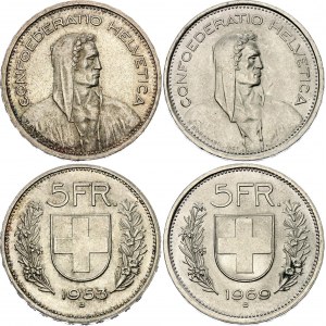 Switzerland 2 x 5 Francs 1953 - 1969 B