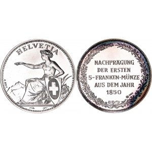 Switzerland Silver Official Medal 5 Francs 1850 21th Century