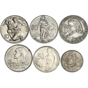 Czechoslovakia Lot of 6 Coins 1947 - 1972