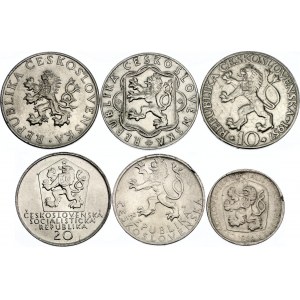 Czechoslovakia Lot of 6 Coins 1947 - 1972