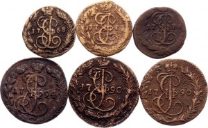 Russia Lot of 6 Coins 1768 - 1794