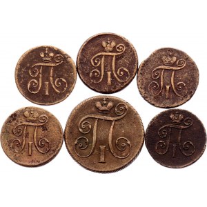 Russia Lot of 6 Coins 1797 - 1801