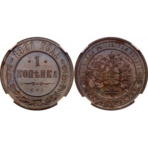 Russia 1 Kopek 1901 СПБ NGC UNC