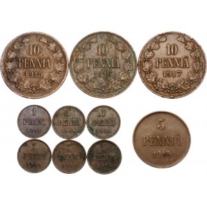 Russia - Finland Lot of 10 Coins 1899 - 1917
