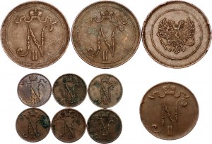 Russia - Finland Lot of 10 Coins 1899 - 1917