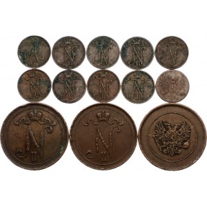 Russia - Finland Lot of 13 Coins 1900 - 1917