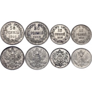 Russia - Finland Lot of 4 Coins 1910 - 1917