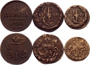Russia Lot of 3 Coins 1796 - 1798