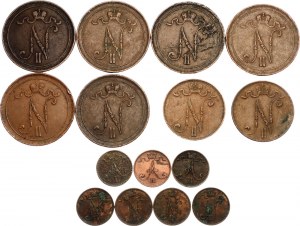 Russia - Finland Lot of 15 Coins 1867 - 1917