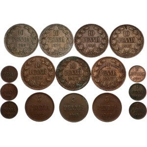 Russia - Finland Lot of 16 Coins 1875 - 1917