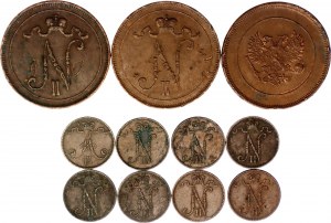 Russia - Finland Lot of 11 Coins 1883 - 1917
