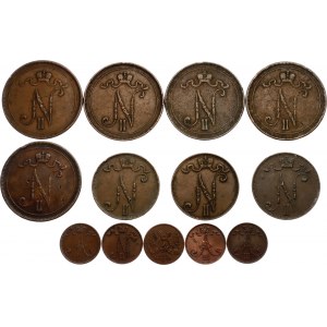 Russia - Finland Lot of 13 Coins 1895 - 1917