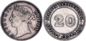 Straits Settlements 20 Cents 1899