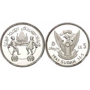 Sudan 5 Pounds 1981 AH 1401 NGC PF62 ULTRA CAMEO Piefort