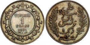 Tunisia 1 Franc 1891 AH 1308 A
